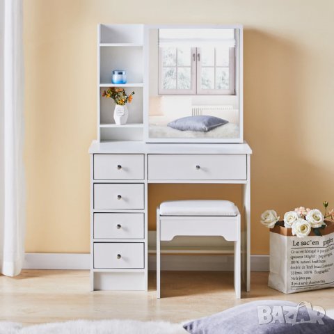 ПРОМОЦИЯ Тоалетка с табуретка WFBS-DR-0067WH, снимка 1