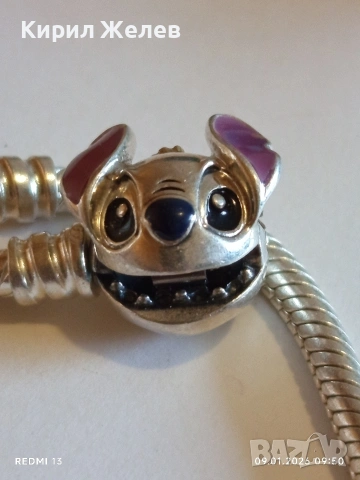 Маркова сребърна гривна СТИЧ от колекцията Disney x Pandora стерлингово сребро и емайл 52595, снимка 3 - Гривни - 53040165