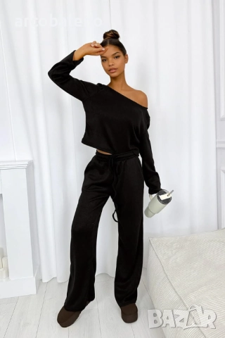 Дамски комплект плетен пуловер от две части, 3цвята , снимка 2 - Комплекти - 52971825