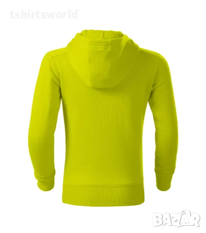 Нов детски суичър с ЦИП и качулка в цвят зелен лайм, снимка 3 - Детски анцузи и суичери - 47969896