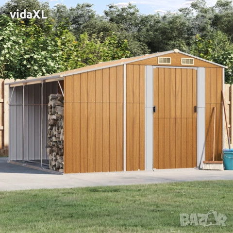 vidaXL Градинска барака светлокафяв 277x279x179 см поцинкована стомана(SKU:3188299), снимка 2 - Други - 52925532