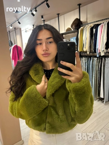 Зелено Късо Дамско Палто , снимка 3 - Палта, манта - 52885277