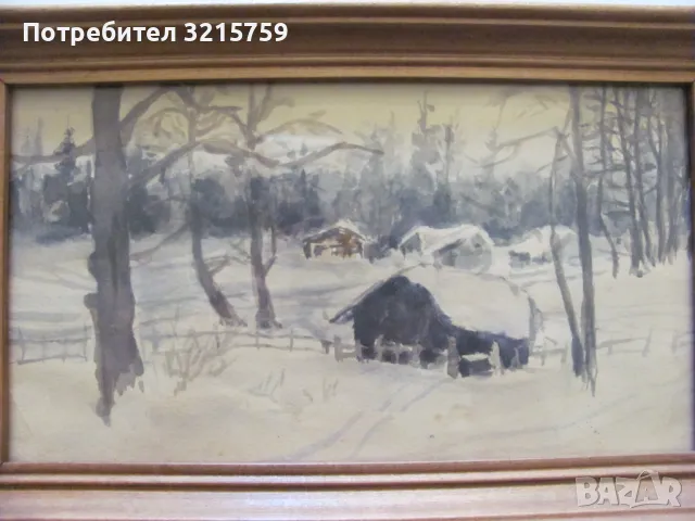 Оригинална картина ,акварел, дървена рамка със стъкло, снимка 2 - Картини - 50324643