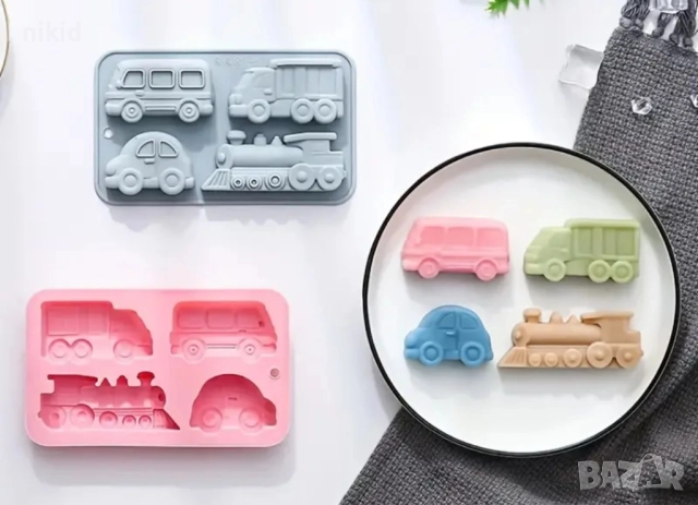 Автомобил кола Автобус Камион Влак дълбоки силиконов молд форма фондан шоколад гипс сапун декор, снимка 3 - Форми - 52597363