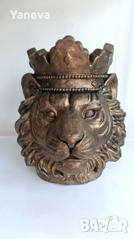  „Лъв с корона“, впечатляваща скулптура, символ на сила, увереност и успех., снимка 12 - Статуетки - 53580063