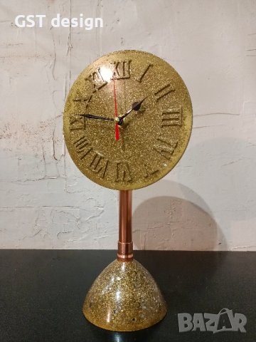 Голям Часовник Злато Кристали Епоксидна смола Топ За Бюро Мебели Етажерка Медни тръби Минималистичен, снимка 7 - Луксозни - 41206327