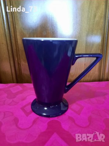 Големи чаши за капучино/мляко-със столче. Кобалтово-сини+зл.кант-6бр. Вмест.-210-220мл.Внос Германия, снимка 1