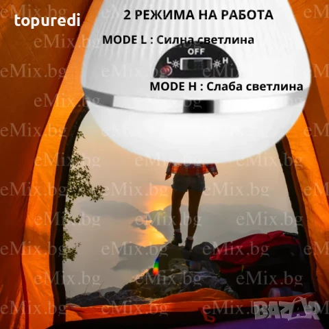 2БР КЪМПИНГ ЛАМПА ЗА ОКАЧВАНЕ СЪС СОЛАРЕН ПАНЕЛ GR-020, снимка 3 - Къмпинг осветление - 50733111