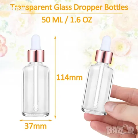 Apstaqeoo 2 бр. 50 мл прозрачни стъклени бутилки с капкомер, снимка 2 - Други стоки за дома - 49915582