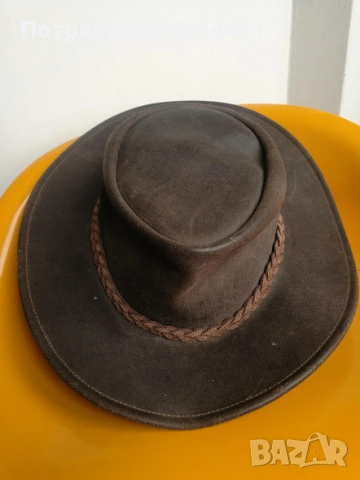 Каубойска шапка от естествена дебела кожа , снимка 2 - Шапки - 52183739