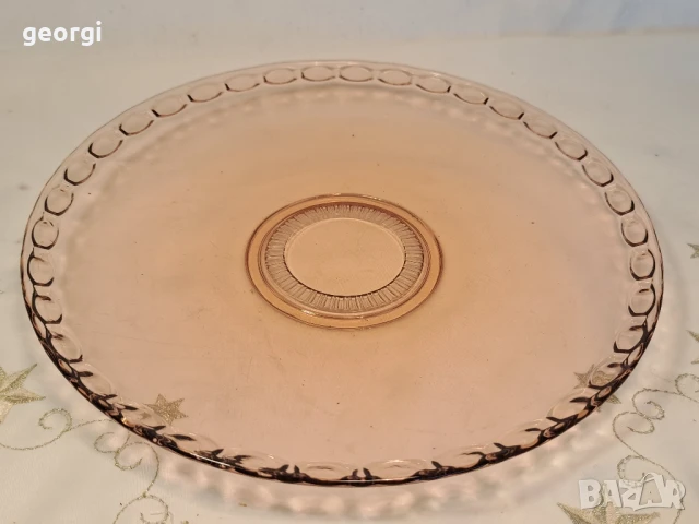 стъклен поднос цветно розово стъкло     26/2