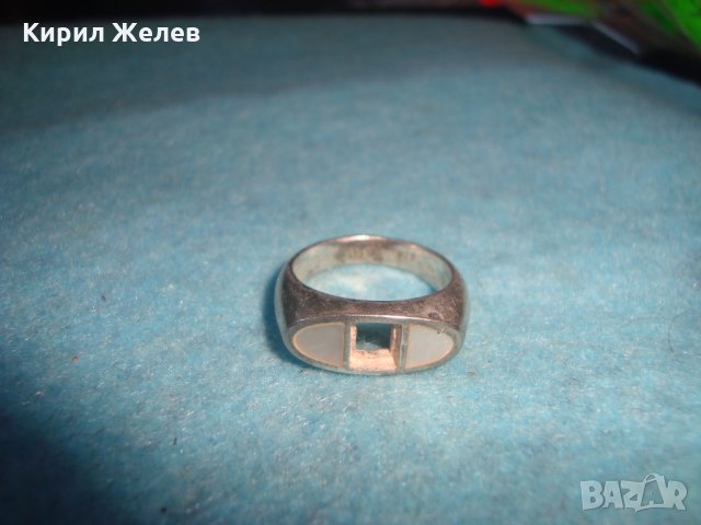 СТАР СРЕБЪРЕН ПРЪСТЕН АНГЛИЯ ОКСИДИРАНО СРЕБРО 925 с ШЛИФОВАН ЛУНЕН КАМЪК БИЖУ - РЪЧНА РАБОТА 25675, снимка 14 - Антикварни и старинни предмети - 35748013