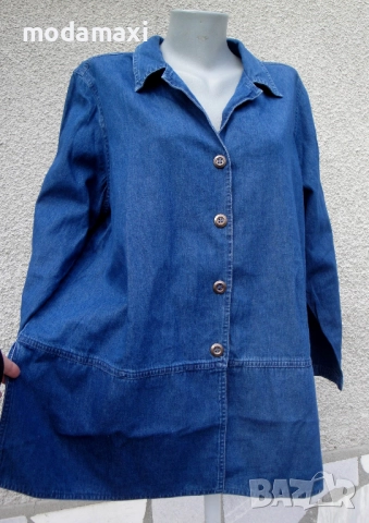 3XL+ Нова дънкова риза/ сако Main Street , снимка 3 - Сака - 52795324