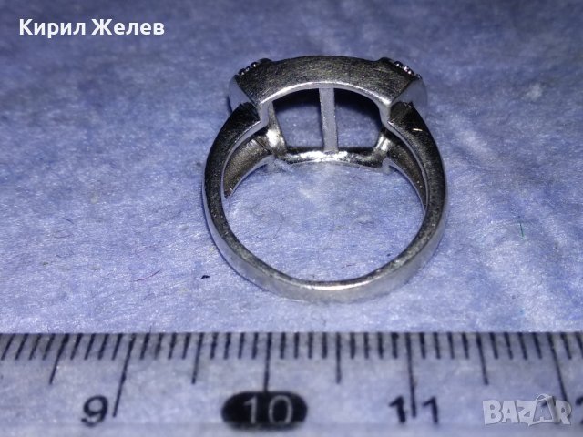 СТАР СРЕБЪРЕН ПРЪСТЕН СРЕБРО 925 с БЯЛА ПОЗЛАТА и МЯСТО За ИНКРУСТИРАНЕ на СКЪПОЦЕНЕН КАМЪК 38238, снимка 7 - Пръстени - 40932594