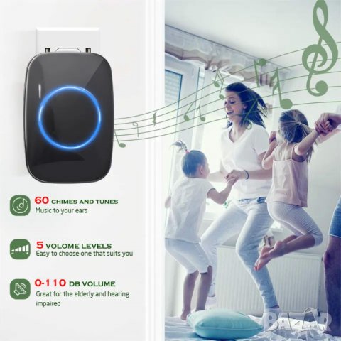 Безжичен водоустойчив звънец / 3 бутона, 2 звънеца, снимка 5 - Други стоки за дома - 39682828