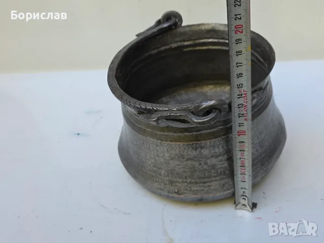 Малко медно - бакърено котле 3.5 л., снимка 2 - Антикварни и старинни предмети - 56378033