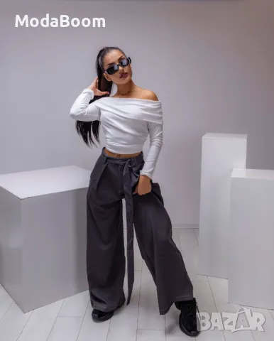 Дълъг сив дамски панталон , снимка 4 - Панталони - 47543946