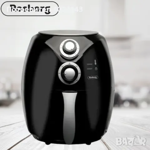 Фритюрник AirFryer Rosberg Premium RP51980C, 1600W, 3л., Горещ въздух, Таймер, до 200°C, Черен