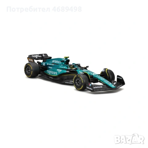 Bburago Aston Martin AMR23 #14 Fernando Alonso – 1:43 DieCast F1 модел – колекционерски болид, снимка 3 - Колекции - 53178799