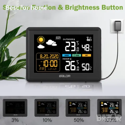 Безжична метеорологична станция Baldr, радиоуправляема с температура и влажност, снимка 3 - Друга електроника - 47648922