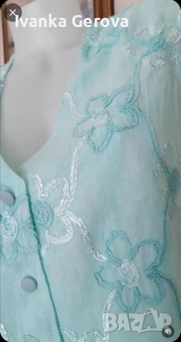 Дамска ленена блуза без ръкави, снимка 2 - Корсети, бюстиета, топове - 50983302