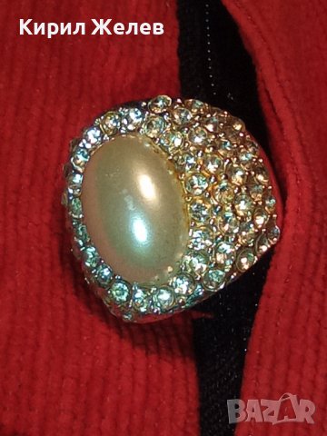 ПРЕКРАСЕН ПОСРЕБРЕН МОДЕН КРИСТАЛЕН ПЕРЛЕН ТИП АРТ ПРЪСТЕН ВИНТИДЖ МАСИВЕН 21438, снимка 2 - Пръстени - 37515850