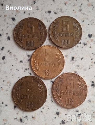 5 стотинки 1981 5 бр, снимка 1 - Нумизматика и бонистика - 36005320