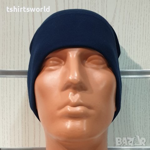 Нова зимна шапка с подгъв в тъмносин цвят, снимка 3 - Шапки - 39325549