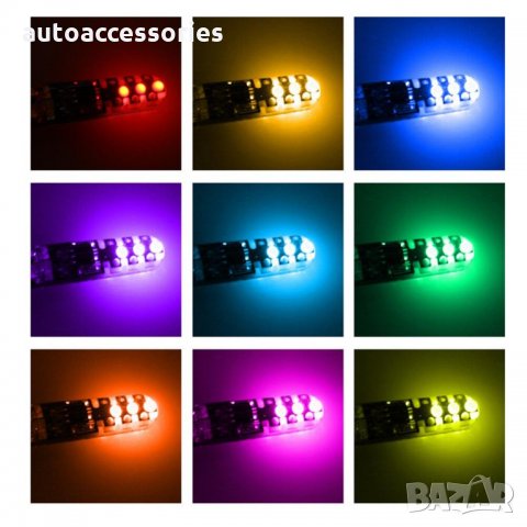3000049020 RGB многоцветни Габаритни лед диодни крушки тип 5W5 - Т10 12V, снимка 12 - Аксесоари и консумативи - 34448543