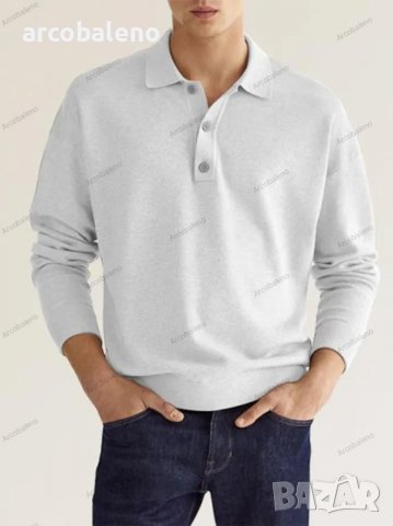 Мъжка едноцветна блуза с дълъг ръкав, 10цвята, снимка 3 - Блузи - 39608951