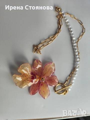 Нежно колие с естествен цвят на орхидея Камбрия. , снимка 7 - Колиета, медальони, синджири - 53662910