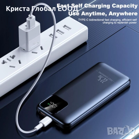 Power Bank CK-027 BLUE 10000 mAh – Компактна преносима батерия, USB-C, Бързо зареждане, снимка 5 - Външни батерии - 51708641