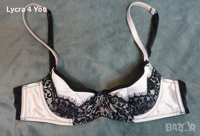 70В светло розов разкриващ сутиен с черна дантела, снимка 5 - Бельо - 35938237