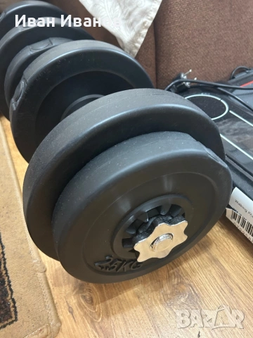 Дъмбели и щанга 65кг, снимка 11 - Фитнес уреди - 53399969