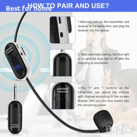 UHF безжична микрофонна система със слушалки, снимка 7 - Други - 51120618