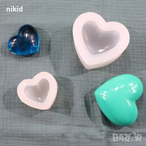 3D Заоблено сърце 3 размера силиконов молд форма декор фондан шоколад свещ гипс сапун калъп смола, снимка 6 - Форми - 34719117