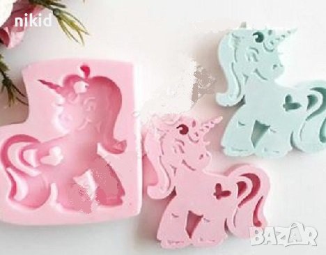 Еднорог Unicorn пони кон с пеперуда силиконов молд форма фондан гипс украса декор