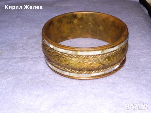 СТАРИННА БРОНЗОВА ФЛОРАЛНО ОРНАМЕНТИРАНА СЕДЕФЕНА РЕТРО ГРИВНА РЪЧНА ИЗРАБОТКА 2189, снимка 5 - Антикварни и старинни предмети - 41281228