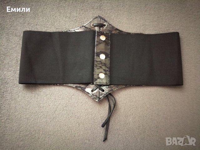 Черен корсет колан за талия с дантела и връзки - размер M-L, снимка 6 - Корсети, бюстиета, топове - 41015999