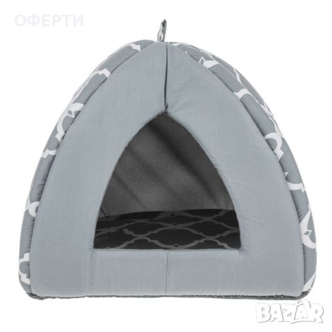  Гнездо за легло за домашни любимци с възглавница Сиви геометрични шарки 38x38x38 см, снимка 2 - Други животни - 44201916