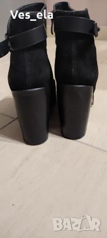 черни велурени ботуши с дебел ток , снимка 5 - Дамски ботуши - 48158782