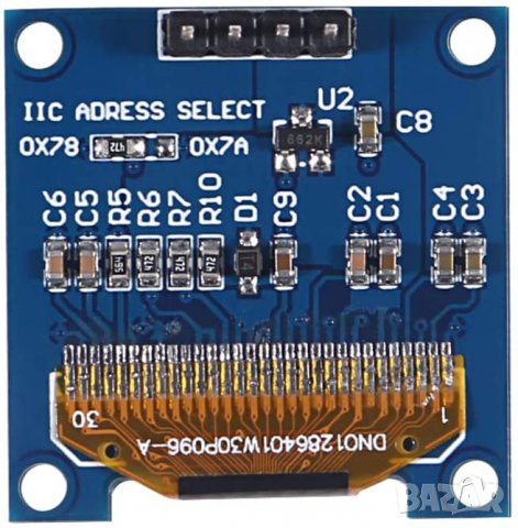 0,96 инча 4-пинов IIC I2C OLED дисплей модул 12864 / син, снимка 8 - Друга електроника - 35807699