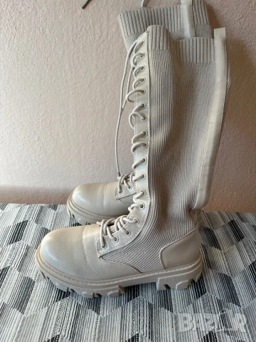 Дамски ботуши в екрю цвят, снимка 6 - Дамски ботуши - 53069323