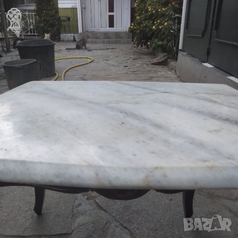 Барокова дървена маса с масивен мраморен плот разпродажба, снимка 3 - Маси - 41968175