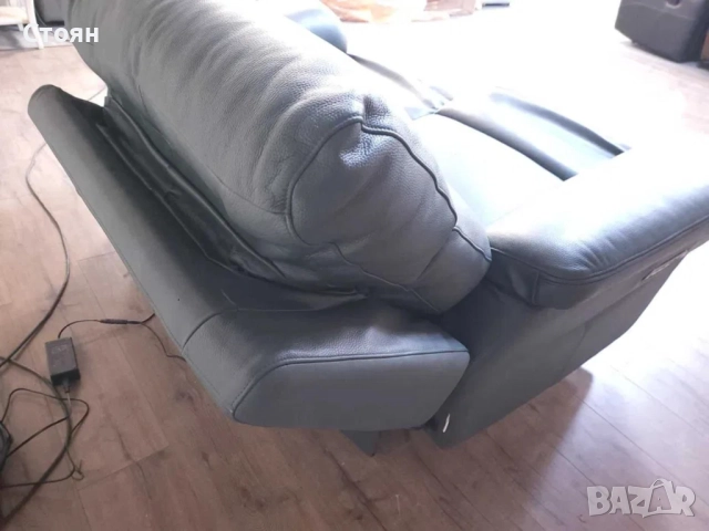 Синьо - зелен кожен диван двойка с ел релакс механизъм La-z-boy, снимка 7 - Дивани и мека мебел - 51955388