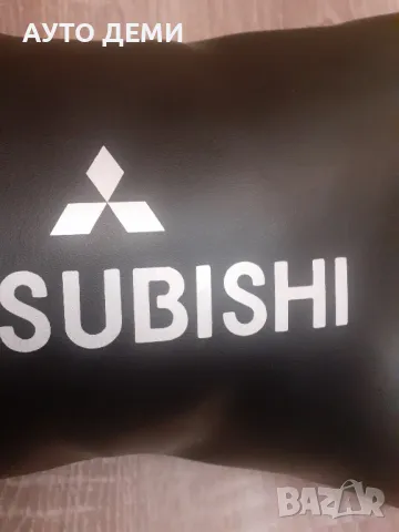 ТОП Цена за 2 броя кожени възглавнички с лого и надпис Мицубиши Mitsubishi, снимка 3 - Аксесоари и консумативи - 48894411
