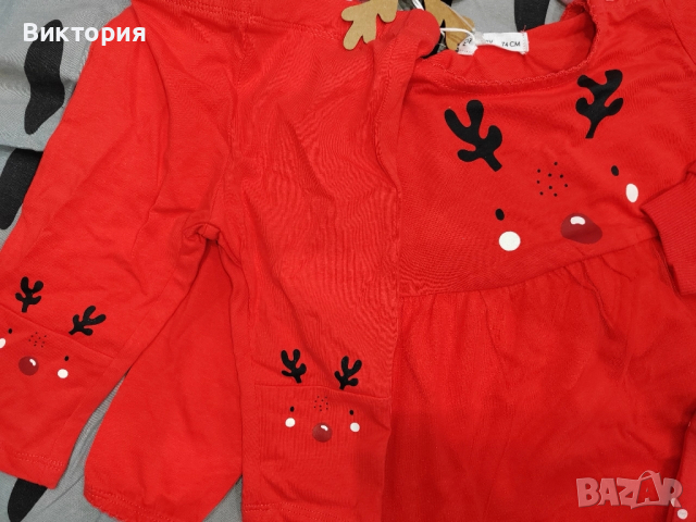 коледни нови дрешки за момиче с мини маус, еленче, снимка 4 - Комплекти за бебе - 52516038