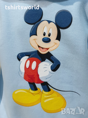 Нов детски суичър с дигитален печат Мики Маус в светлосин цвят, снимка 2 - Детски анцузи и суичери - 36350825