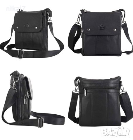 мъжка чанта от естествена кожа телешки бокс цип+тик так закопчаване, снимка 10 - Чанти - 42080904