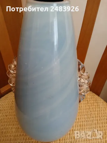 Стъклена ваза с орнаменти, снимка 2 - Вази - 49789515